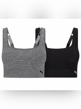 Puma Gray & Black Seamless Sports Bra Duo NWOT